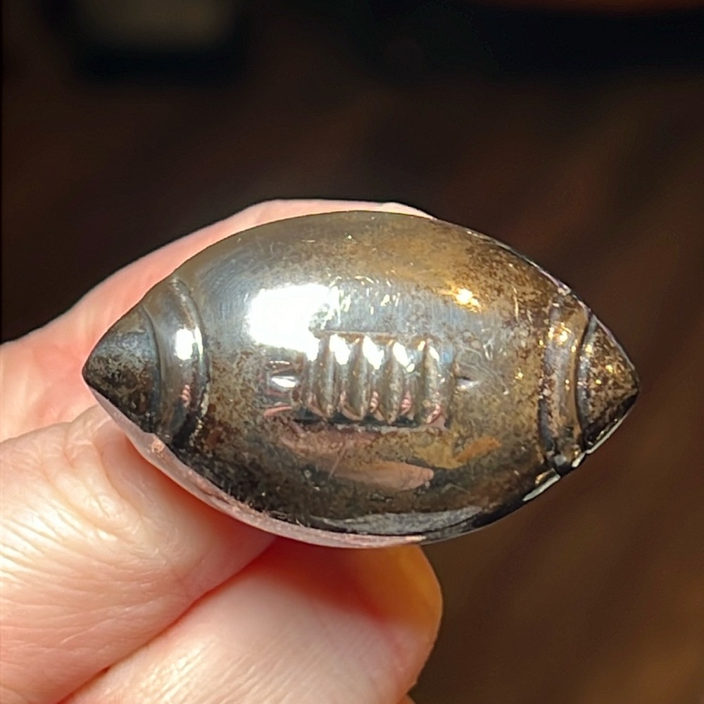 Vintage sterling silver puffy football necklace pendant
